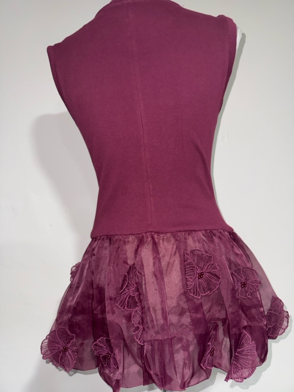 Anthropologie Plum Embroidered Tulle Party Dress - Picture 2 of 4